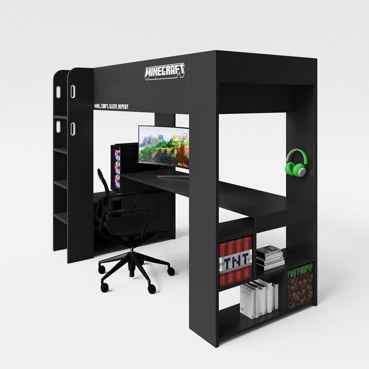 Minecraft Gaming-huisbed "BaseCamp" met bureau & plank