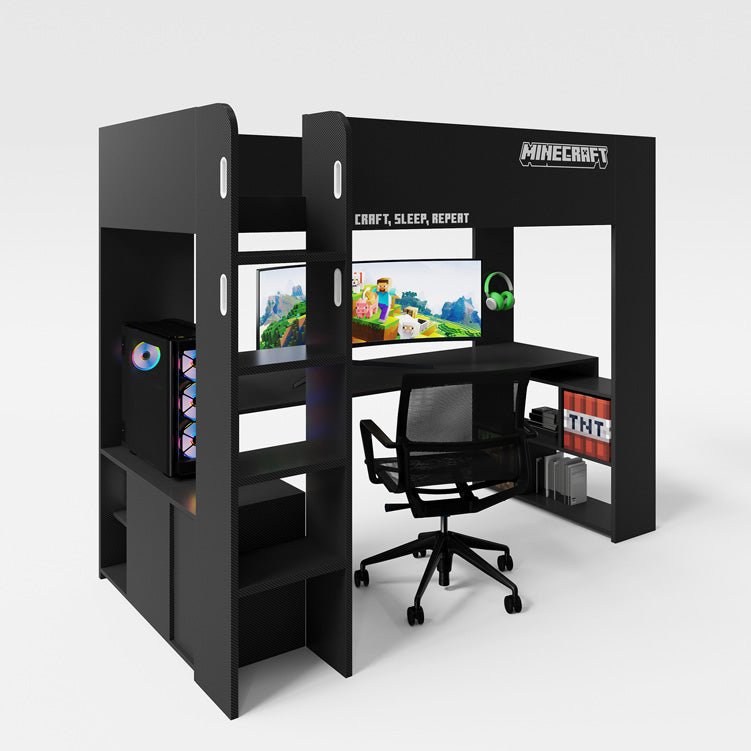 Minecraft Gaming-huisbed "BaseCamp" met bureau & plank