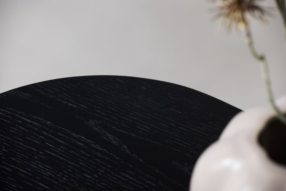 Designer TV-Lowboard Sundby – Zwart in Eikenlook met lamellenfront