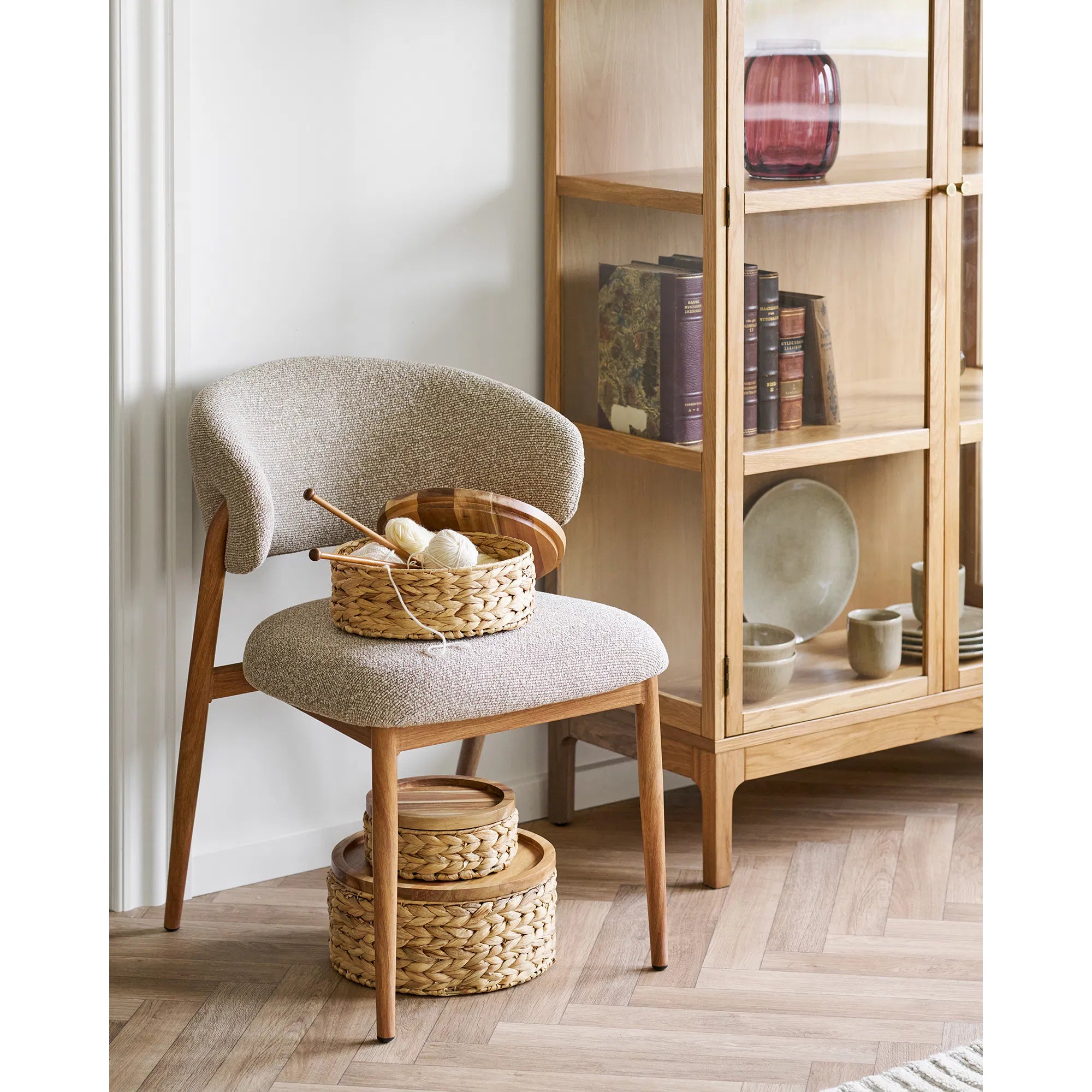 Opbergmanden Vardina - gemaakt van waterhyacint met deksel (set van 3)