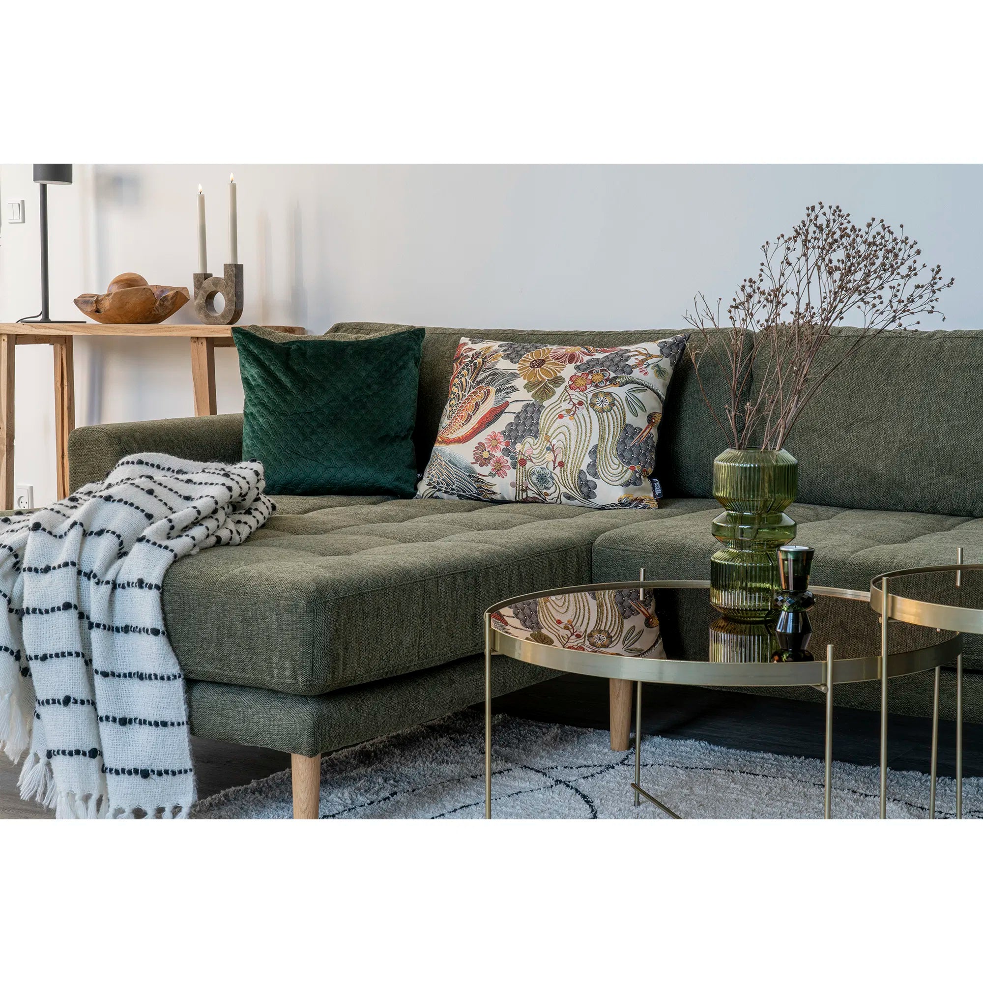 Vaas „Verdania“ in geribbeld groen glas