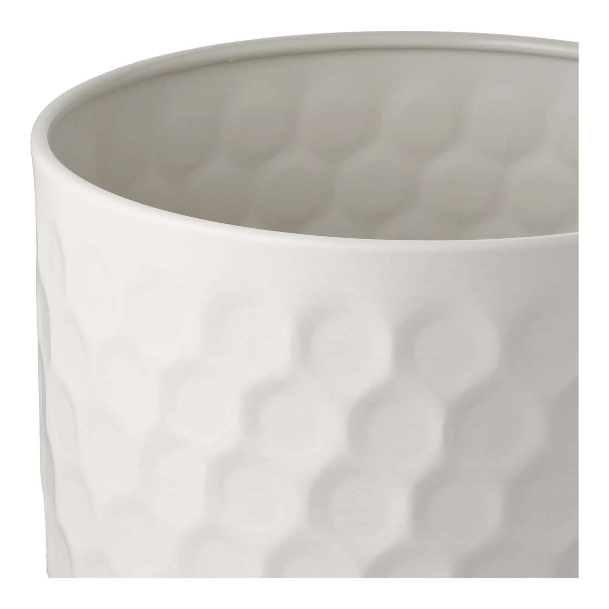 Bloempot „Avelino“ – Witte staal-look met structuur