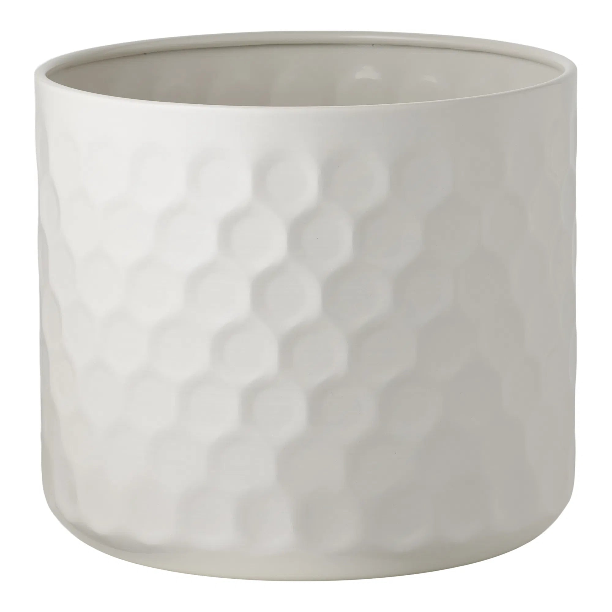 Bloempot „Avelino“ – Witte staal-look met structuur