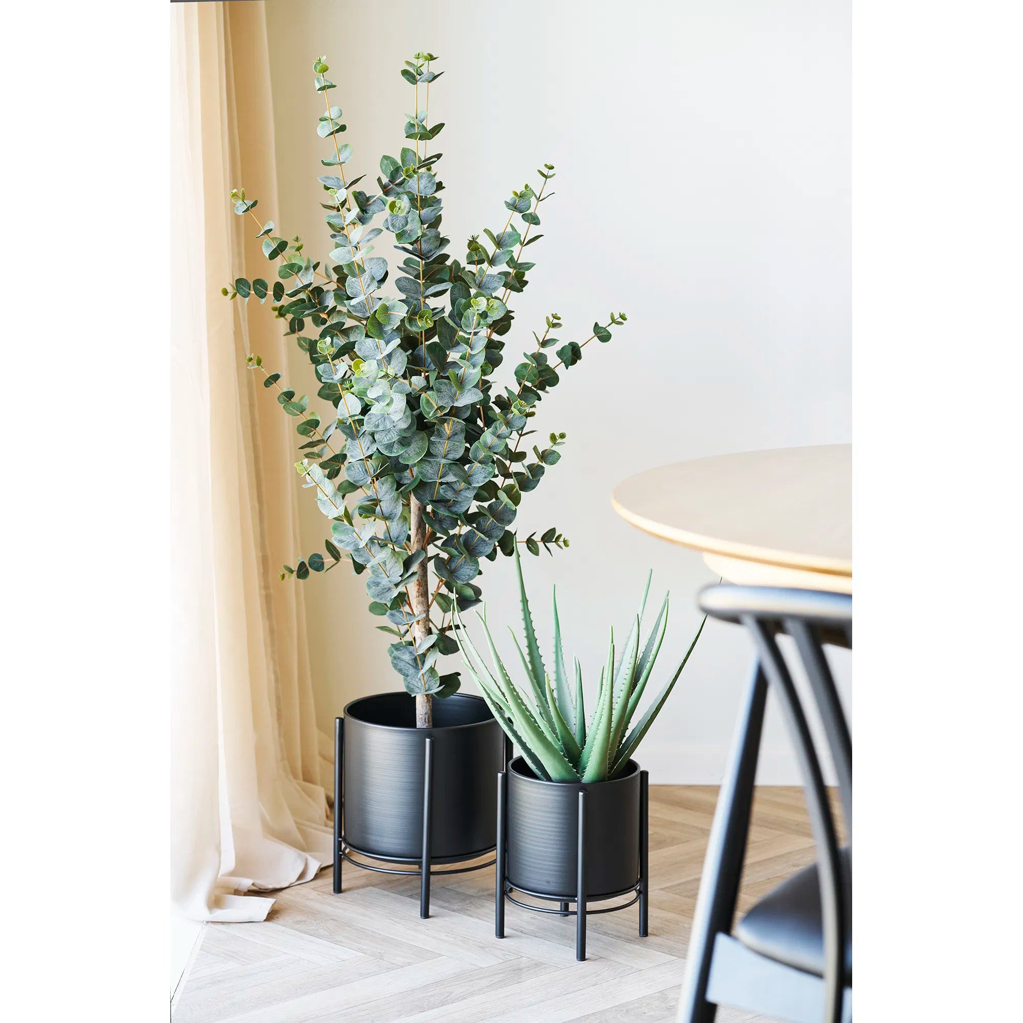 Bloempot „Nerano“ – set van 2 van zwart staal