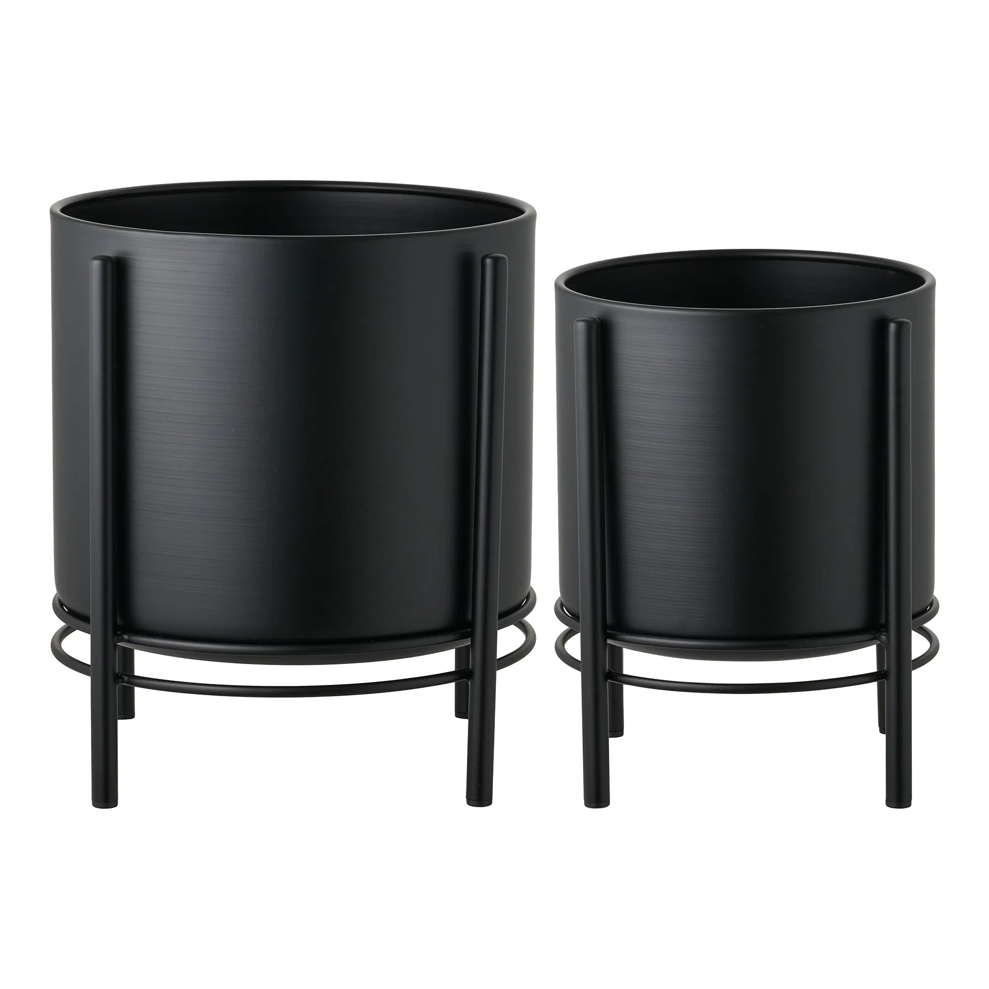 Bloempot „Nerano“ – set van 2 van zwart staal