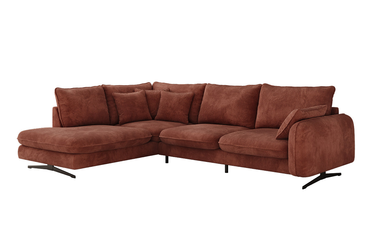 Designhoekbank Laguna met metalen poten in Ribstof