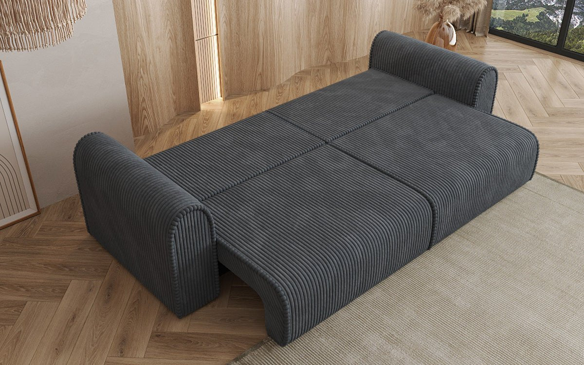 Designerbank Big Buddy 3-zits met slaapfunctie en opbergruimte in breed ribfluweel