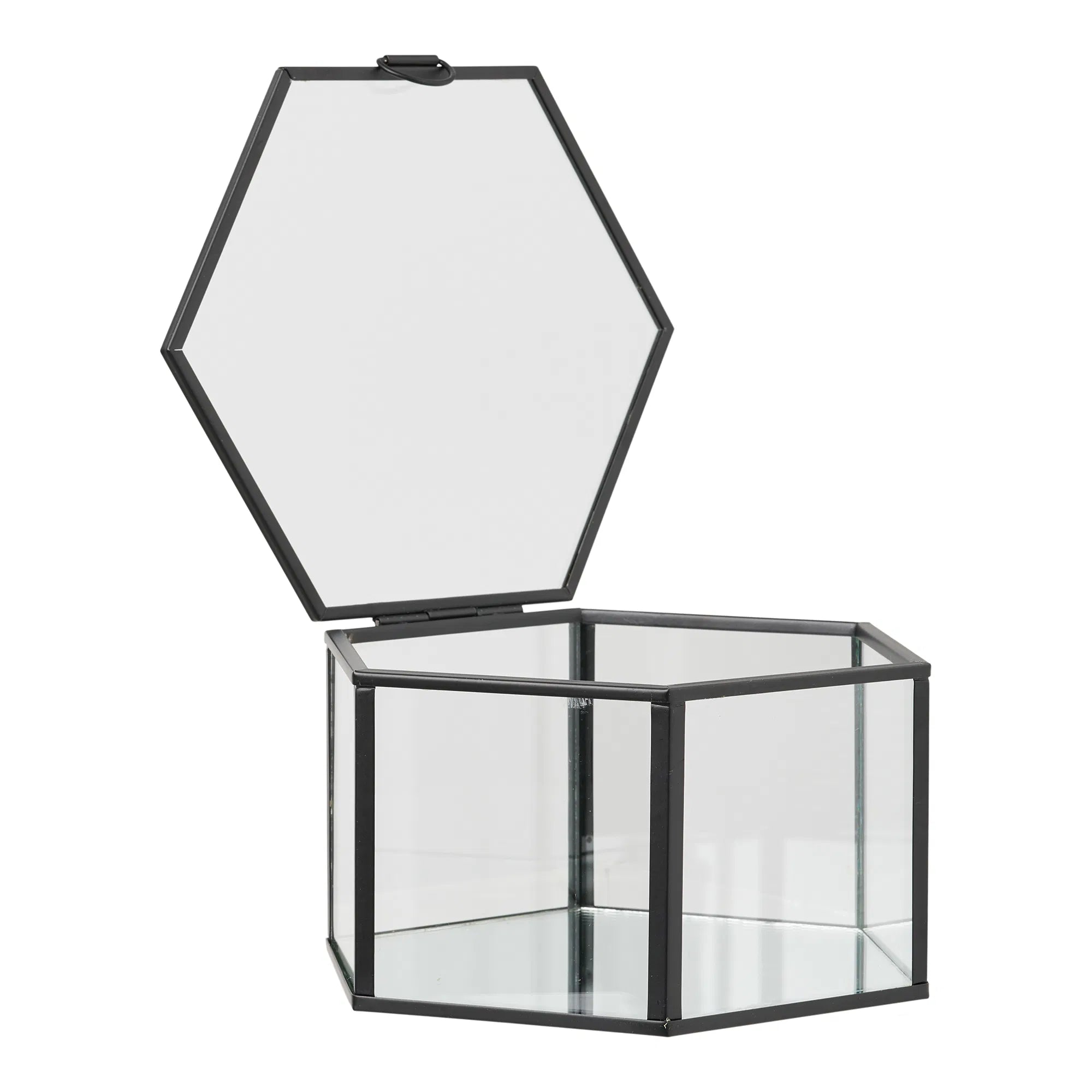 Opbergdoos Varnelle - van glas met metalen frame (set van 2)