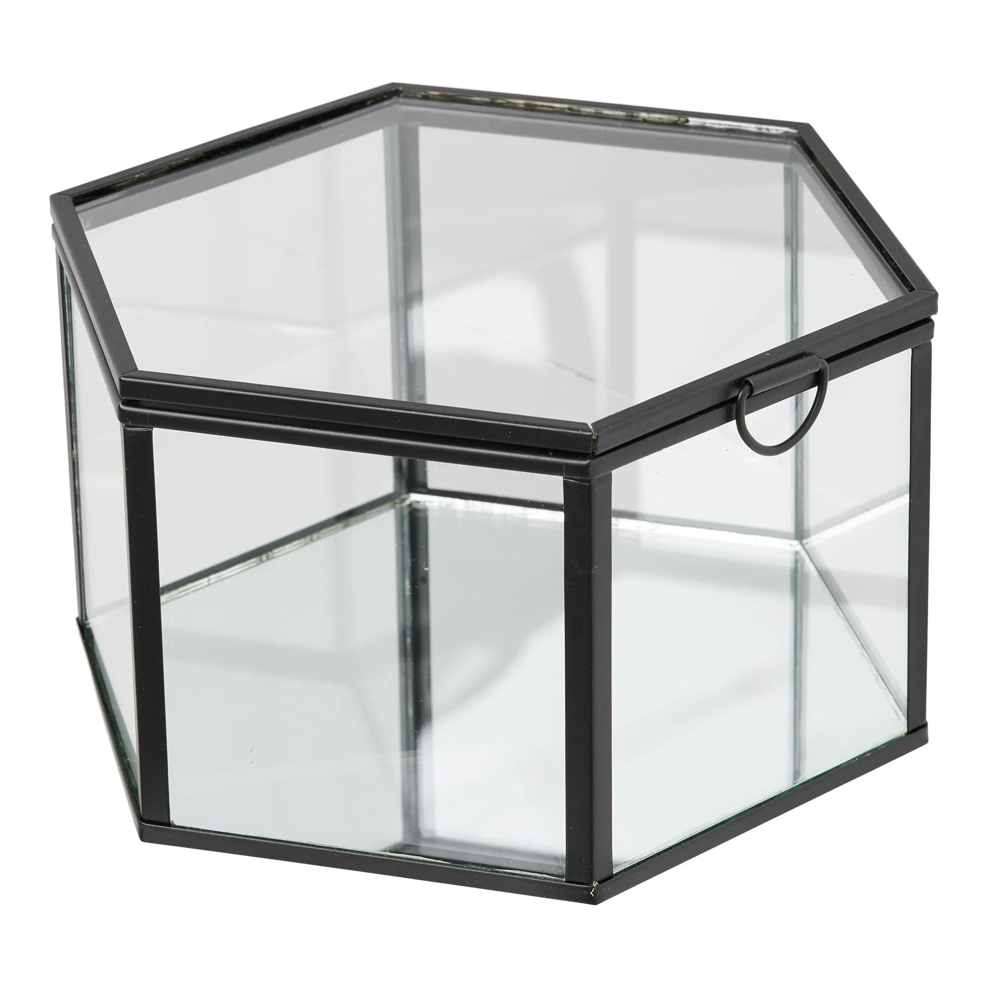 Opbergdoos Varnelle - van glas met metalen frame (set van 2)