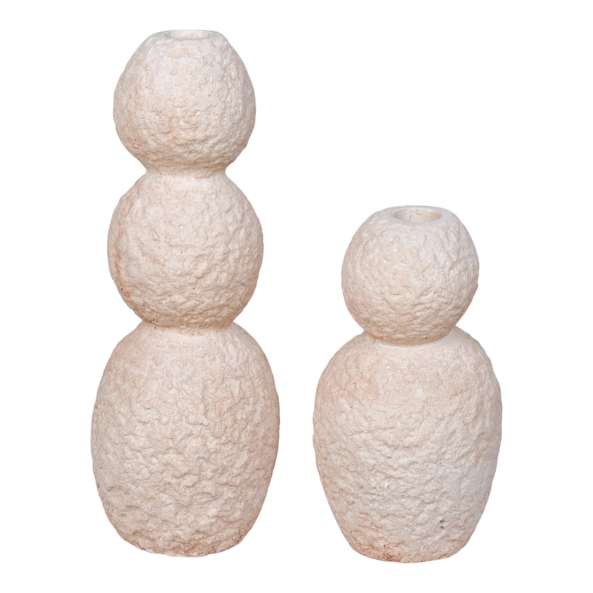 Kaarshouder-set „Roccia Duo“ – Cement in Beige