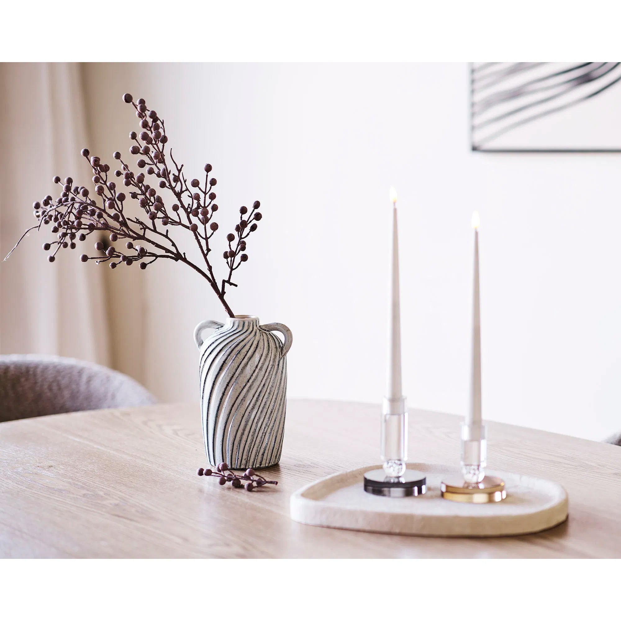 Cresto kandelaarset (2-delig) – Grijs & Bruin van glas
