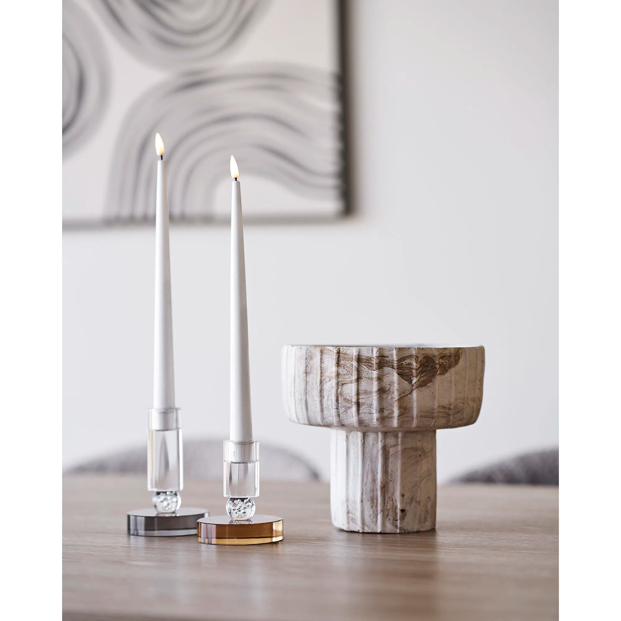 Cresto kandelaarset (2-delig) – Grijs & Bruin van glas