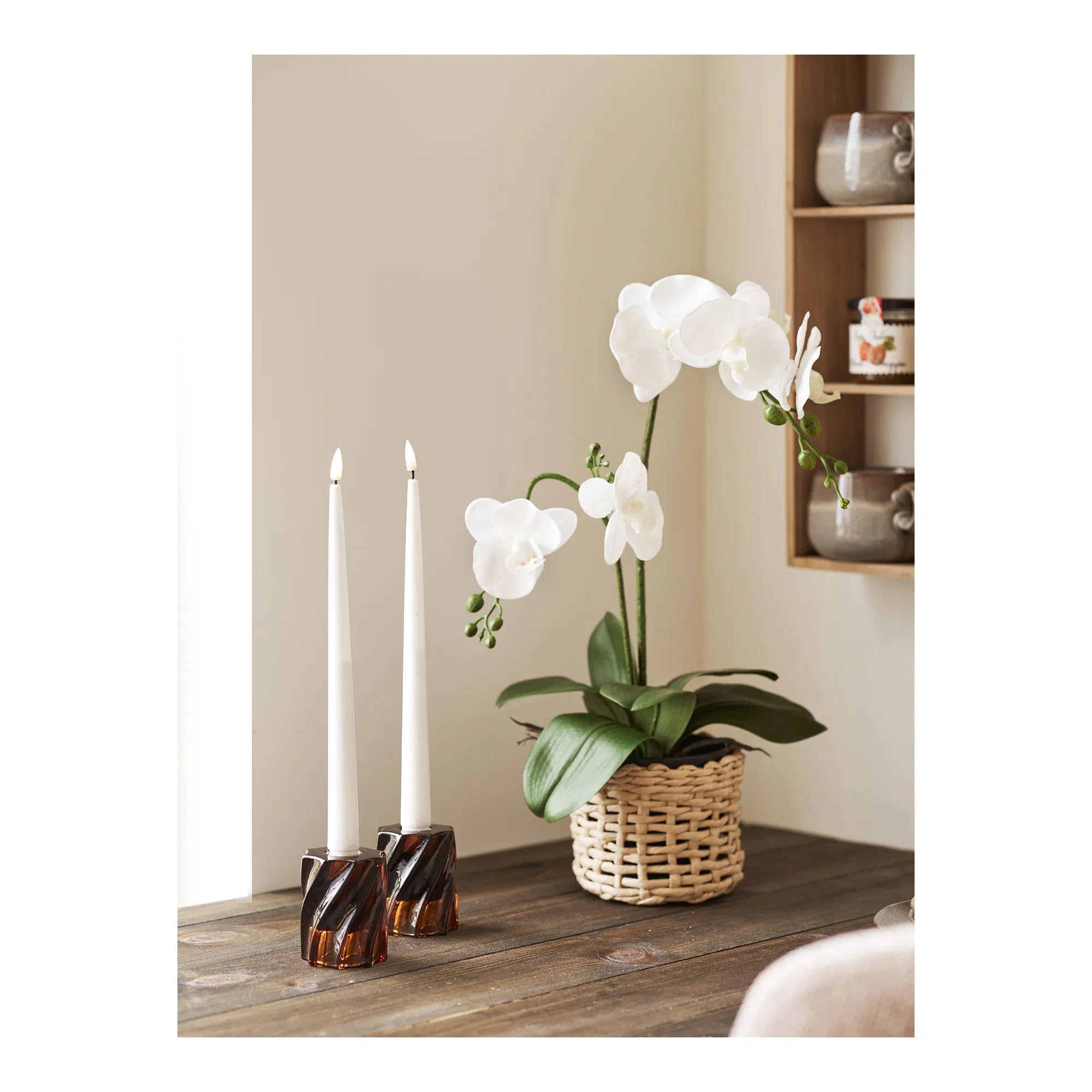 Kaarshouder-set „Smokaro“ – glas in rookbruin (2-delige set)