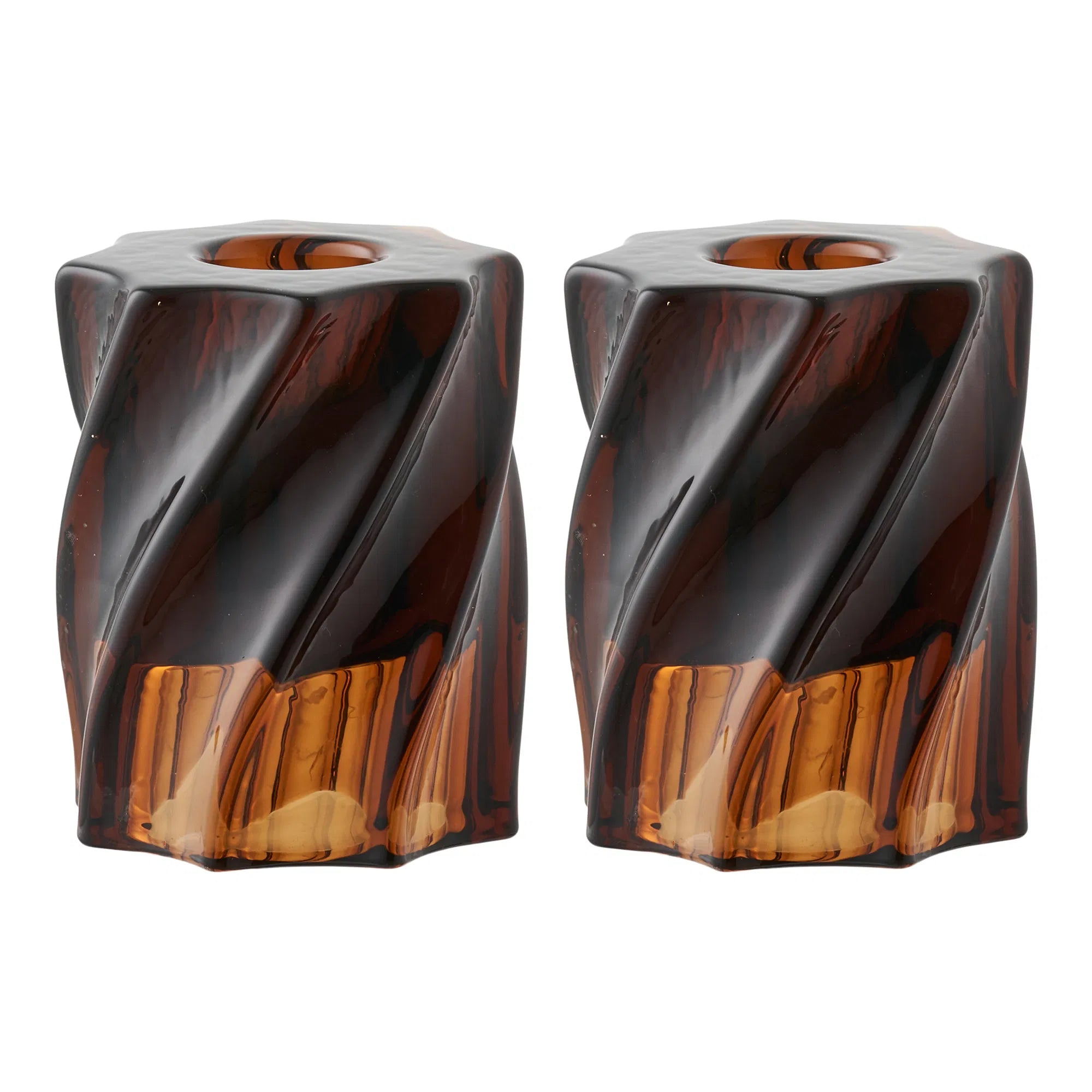 Kaarshouder-set „Smokaro“ – glas in rookbruin (2-delige set)