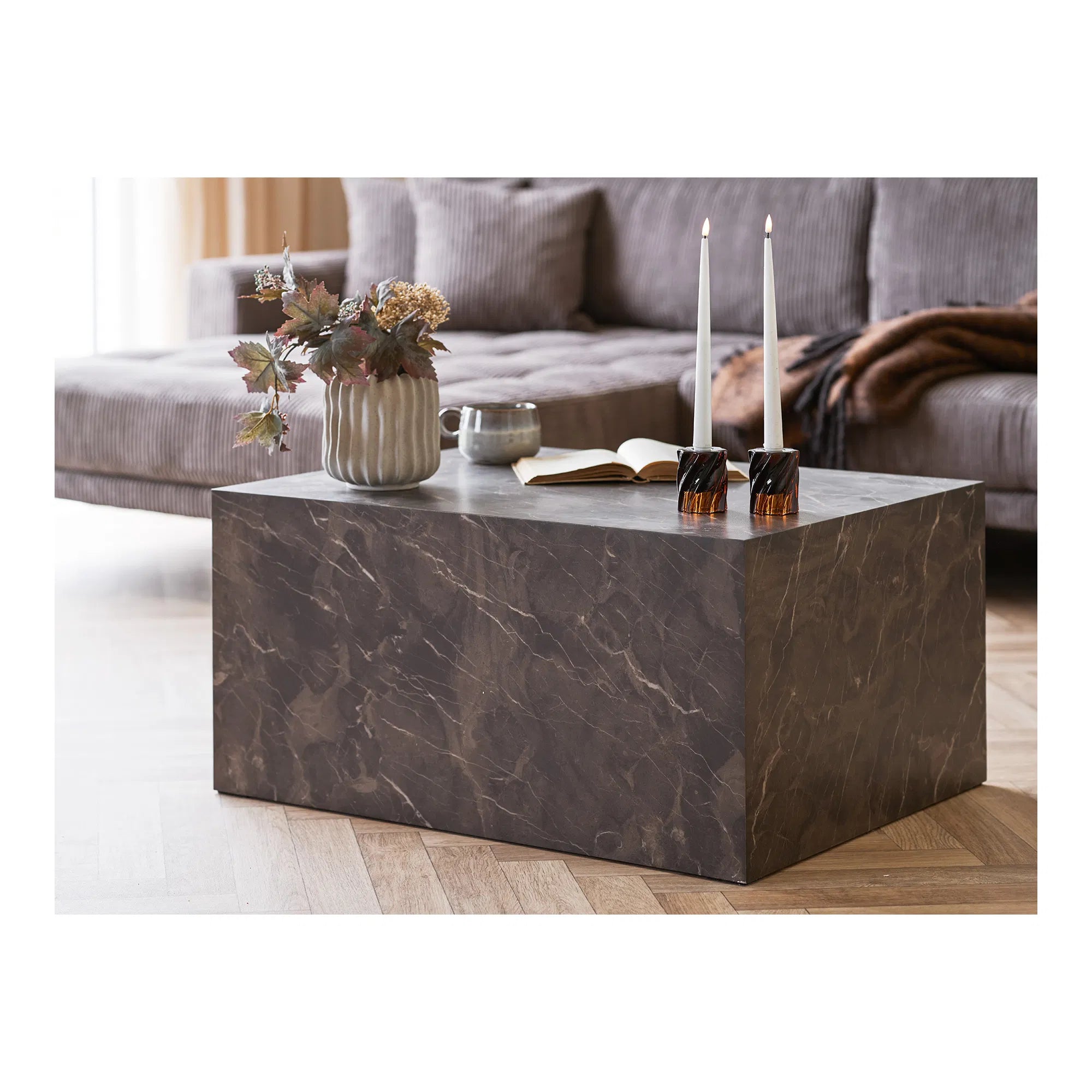 Kaarshouder-set „Smokaro“ – glas in rookbruin (2-delige set)