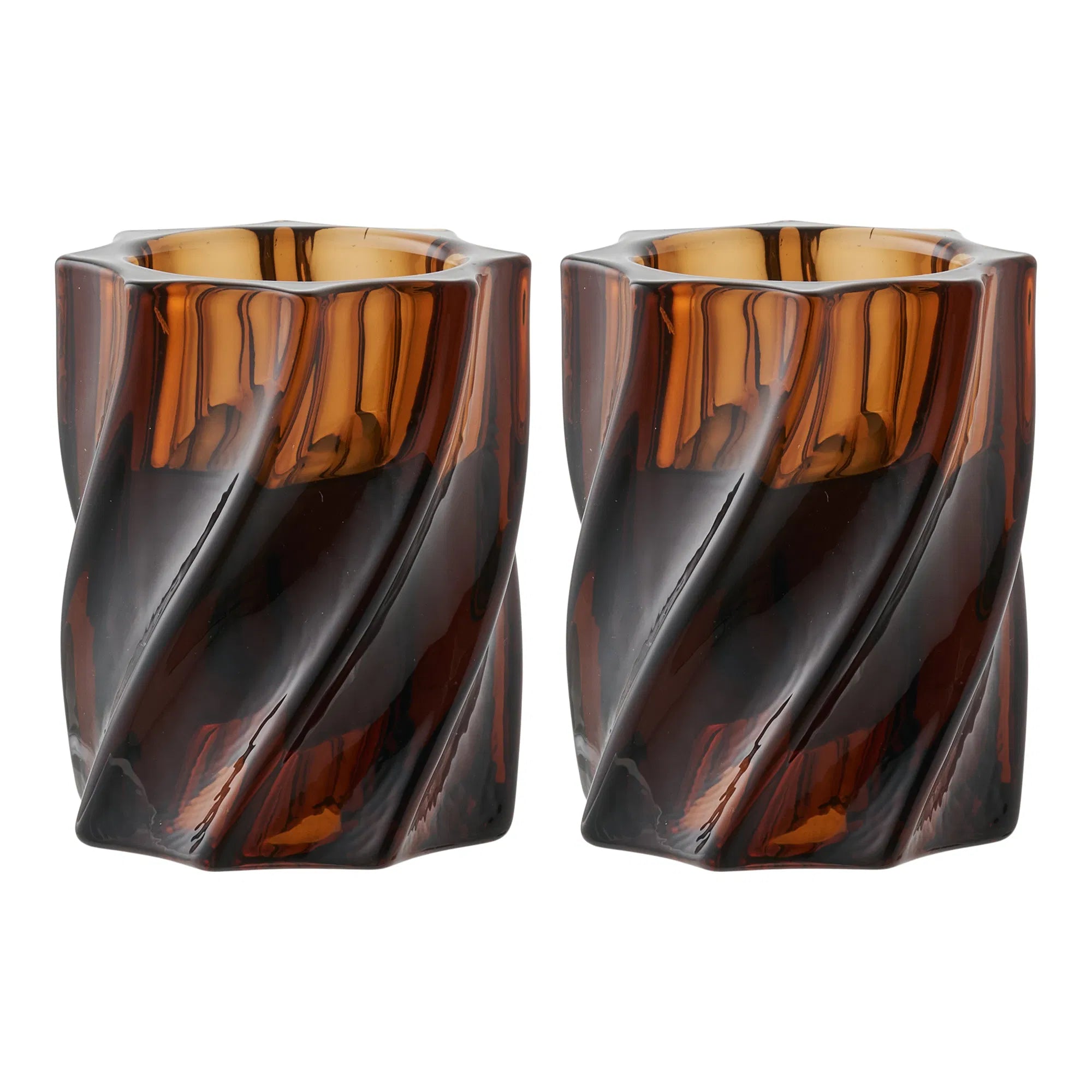 Kaarshouder-set „Smokaro“ – glas in rookbruin (2-delige set)
