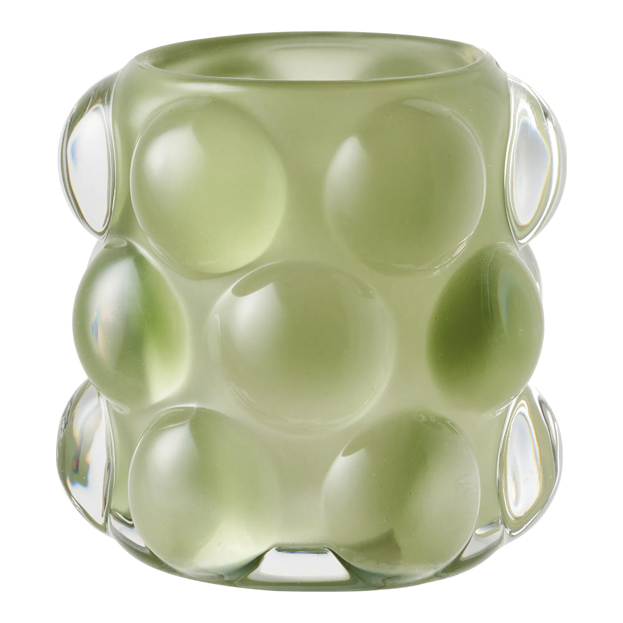 Kaarshouder-set „Bolla Duo“ – glas in Beige & Groen (2-delige set)