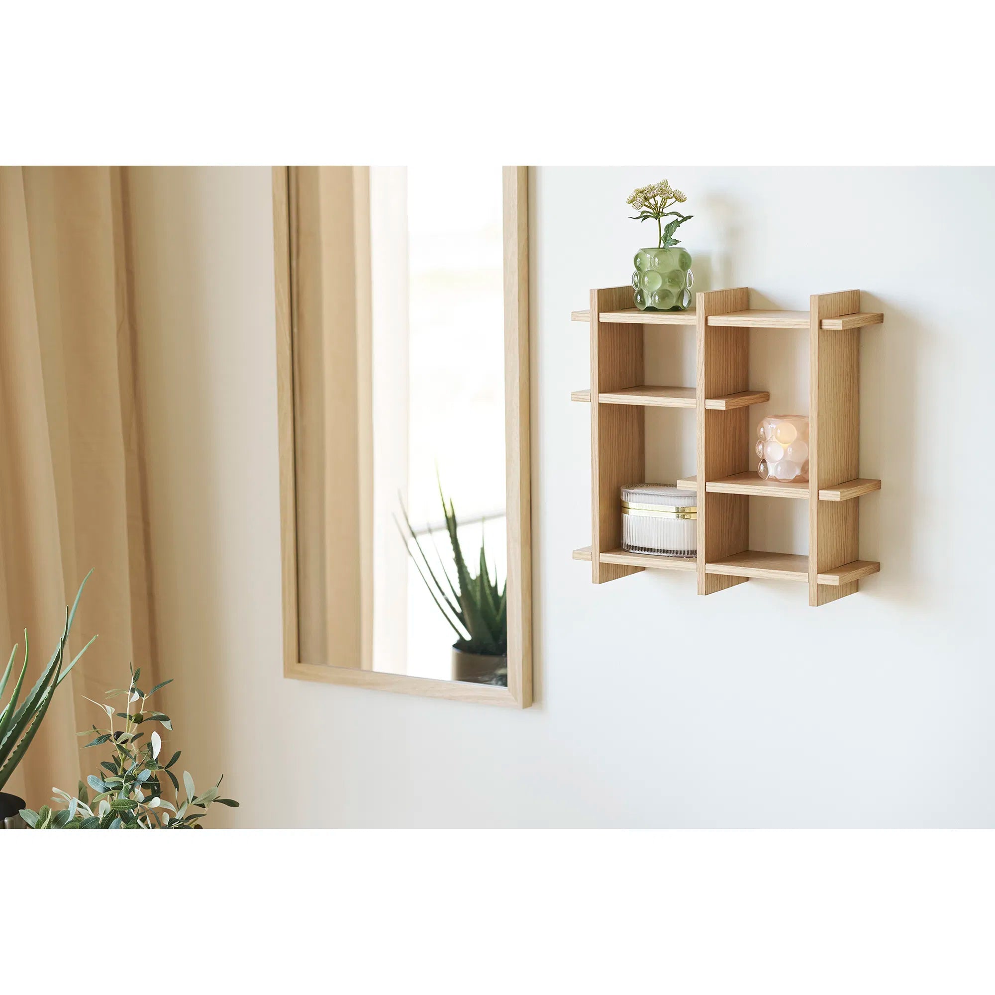Kaarshouder-set „Bolla Duo“ – glas in Beige & Groen (2-delige set)