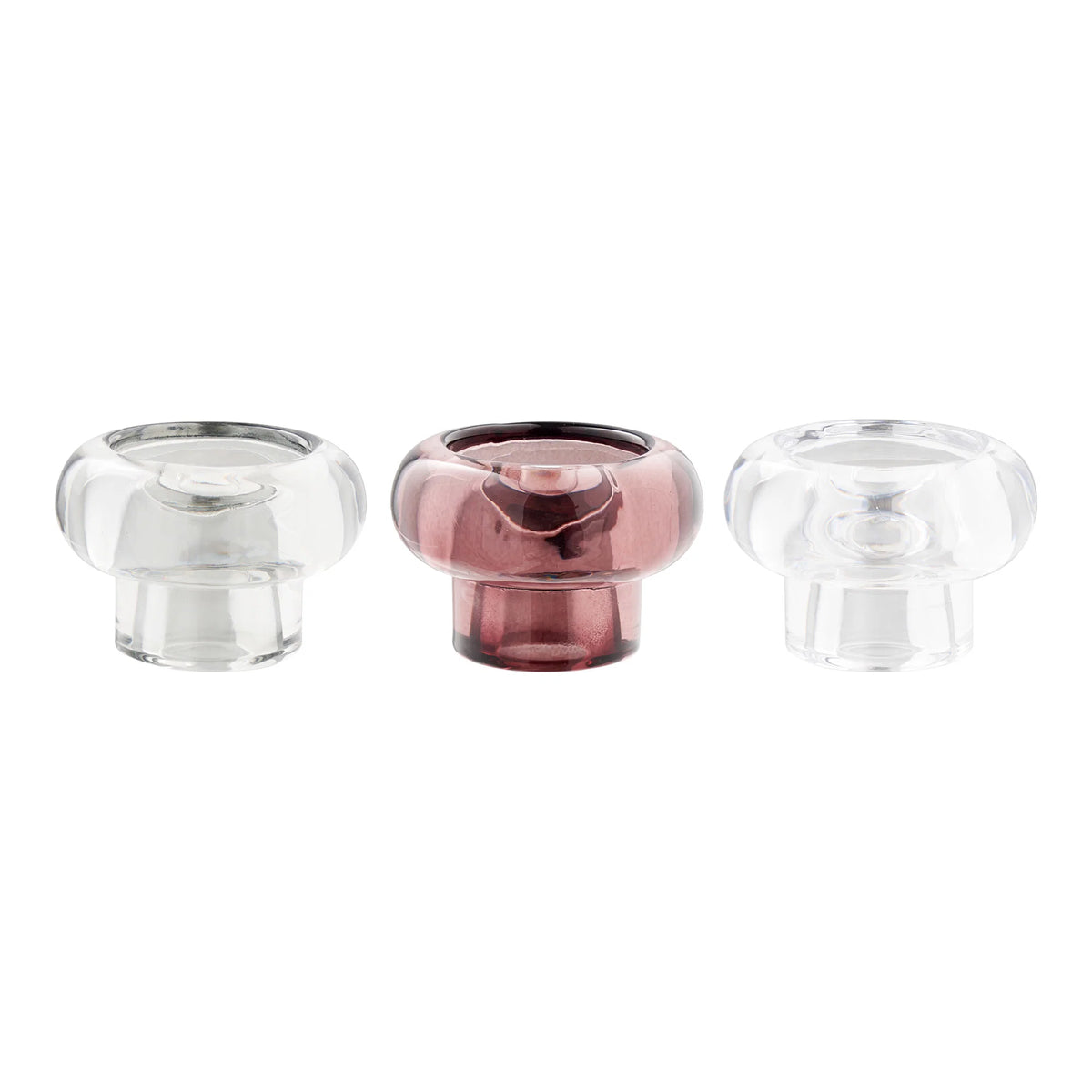 3-delige set kandelaars Glossy - in 3 kleuren van glas
