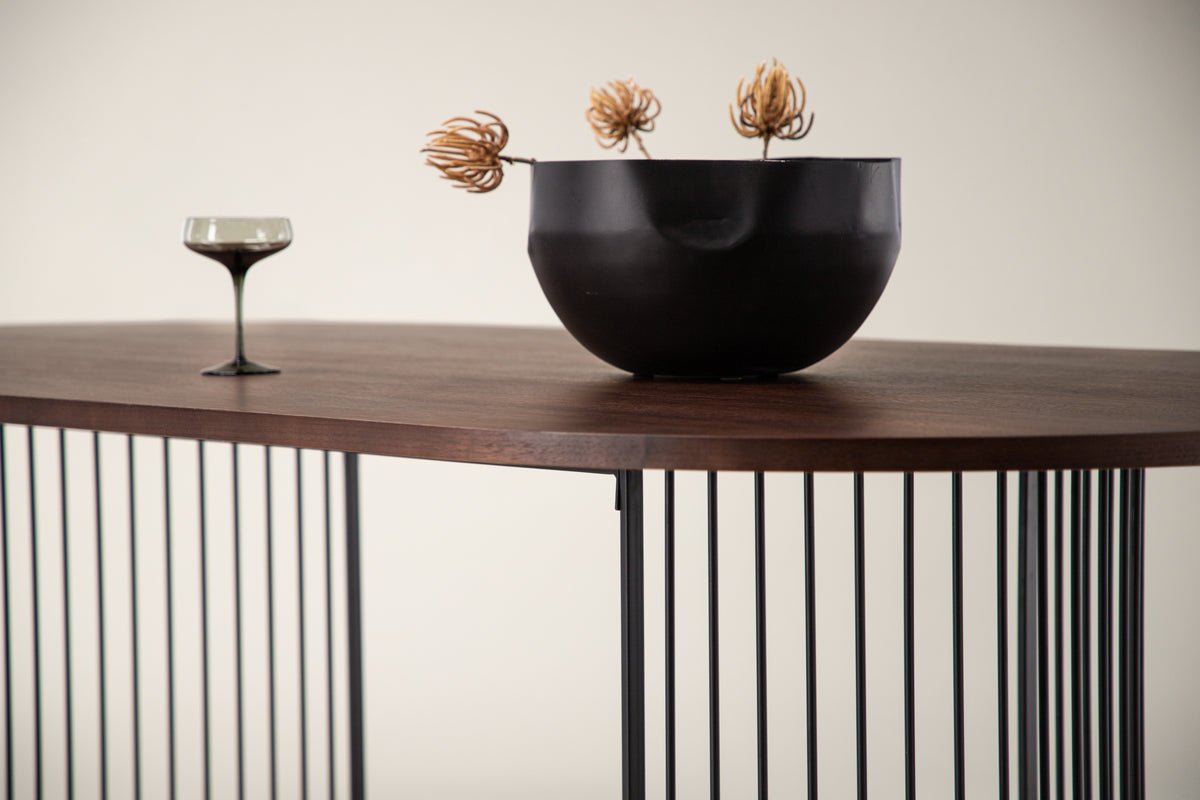 Eettafel Manolo - ovale eettafel met tafelblad in Zwart en walnoot