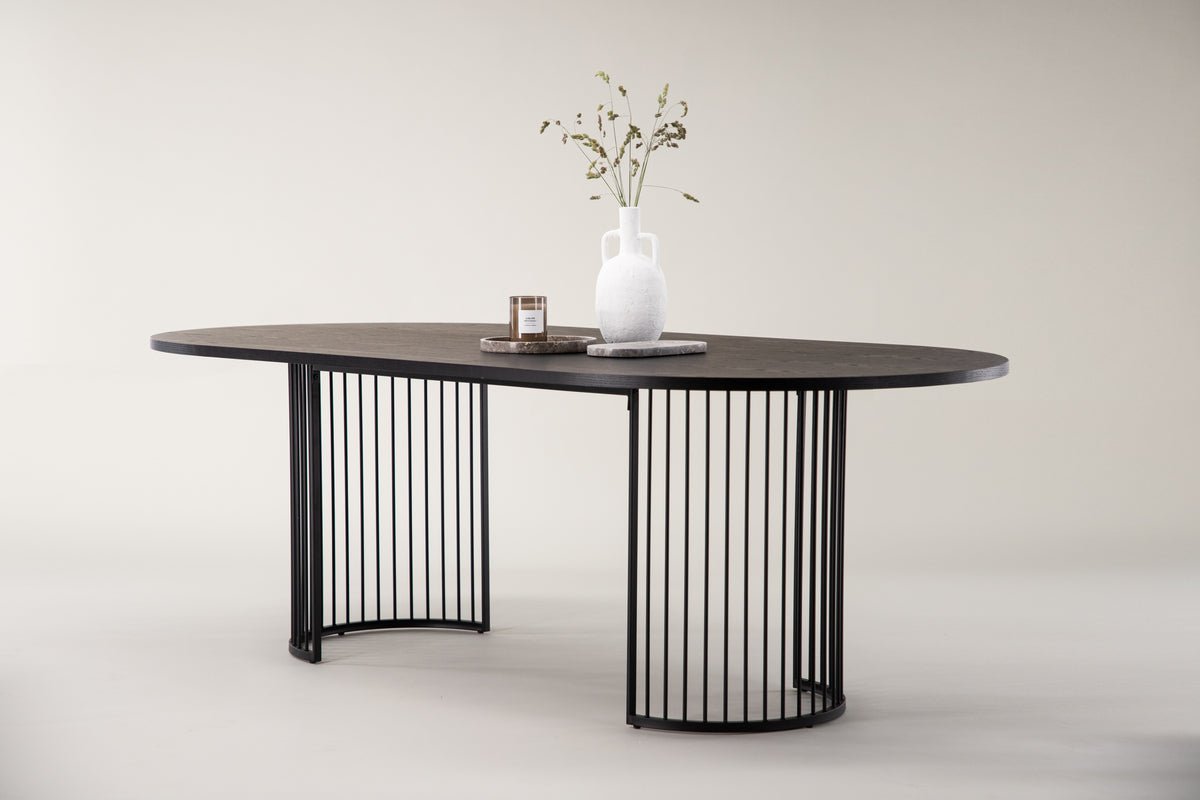 Eettafel Manolo - ovale eettafel met tafelblad in Zwart en walnoot