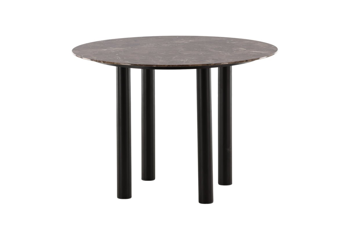 Eettafel Compa - ronde eettafel met metalen poten en bruin glazen blad