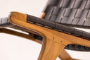 Designer lounge fauteuil Tevari – vlechtwerk van teak & lederlook bruin