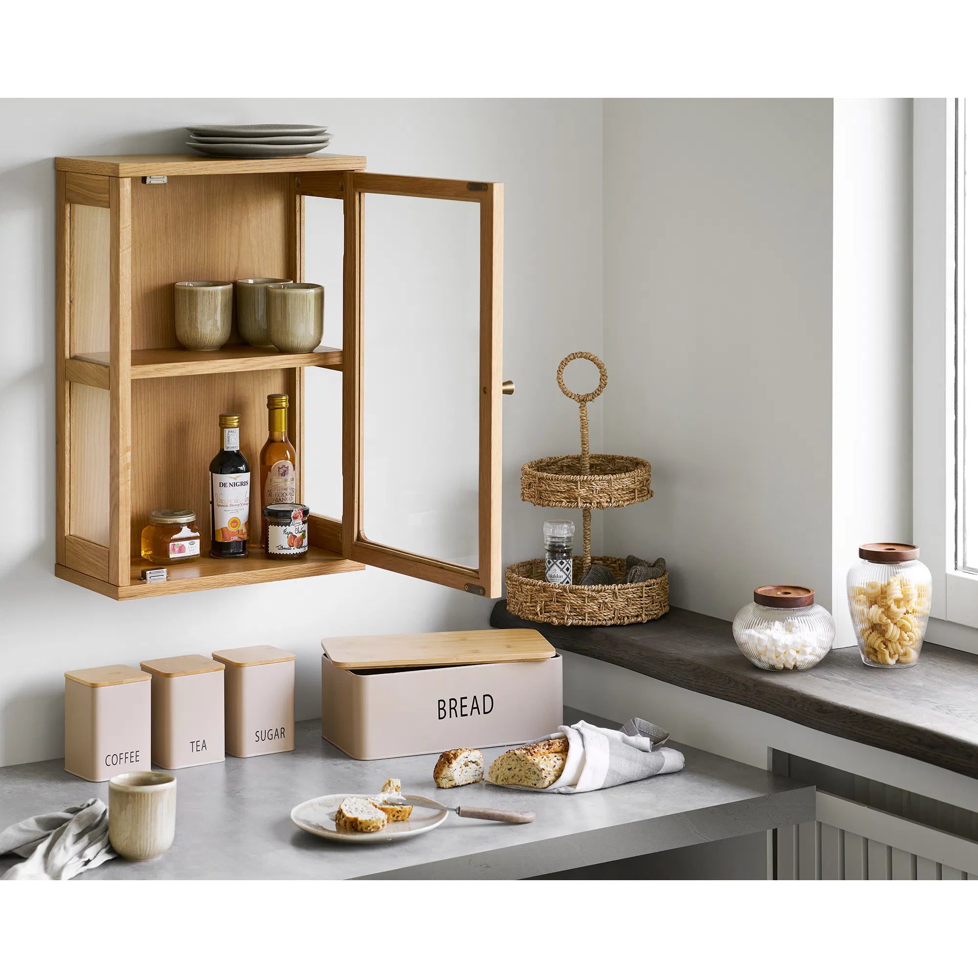 Opbergdoos Elvaria - gemaakt van glas met deksel (set van 2)