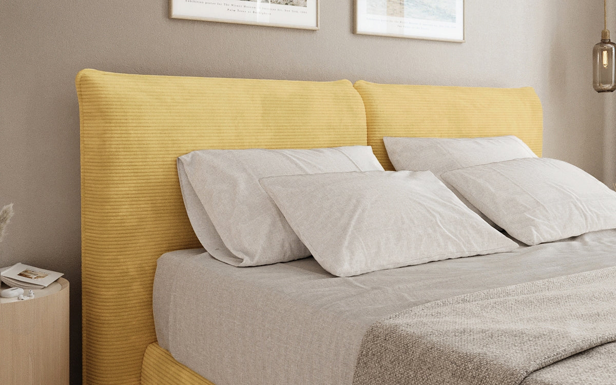 Boxspringbed Pillo in Ribstof