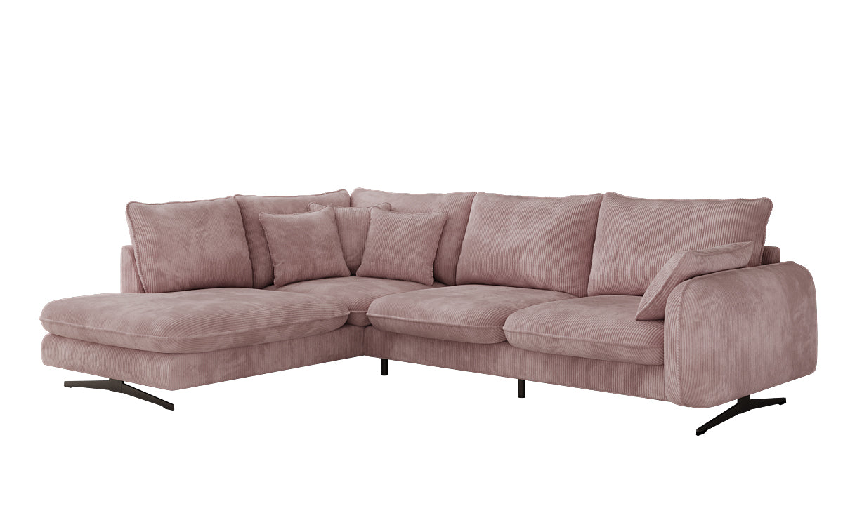 Designhoekbank Laguna met metalen poten in Ribstof