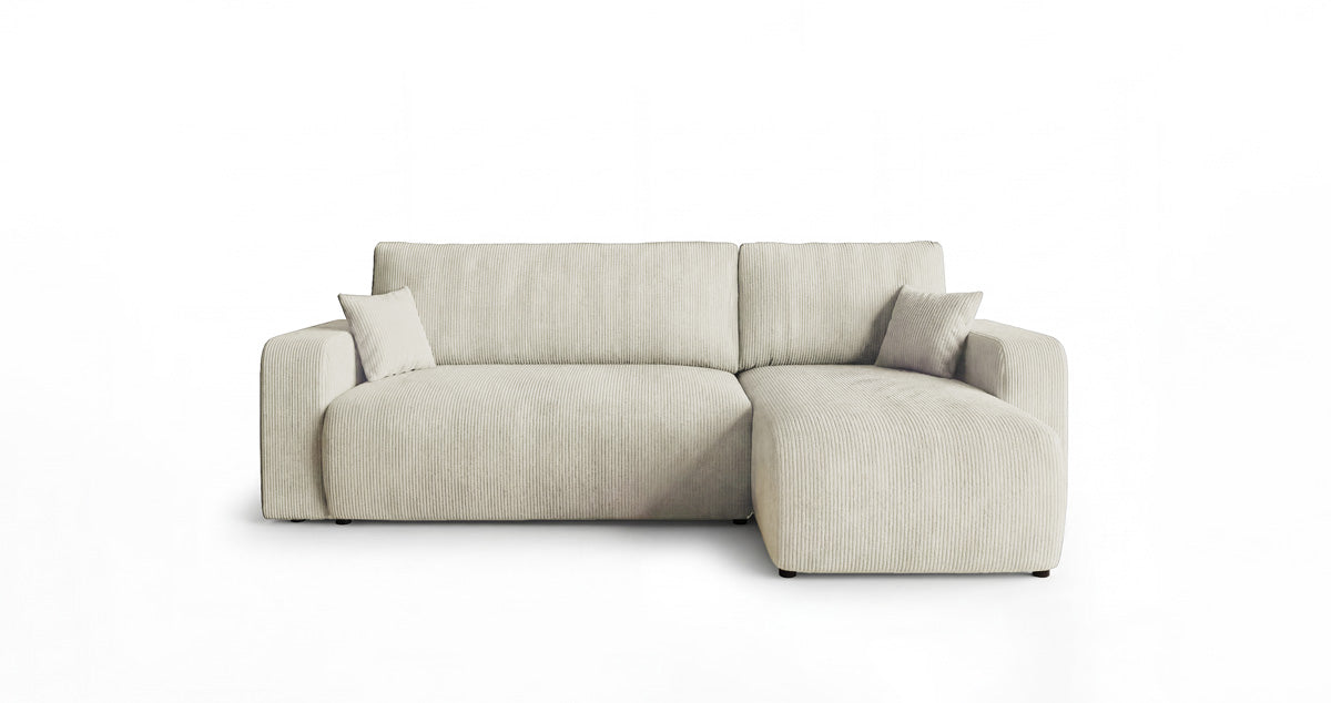 Designsofa Calva met slaap- en uitklapfunctie in Ribstof