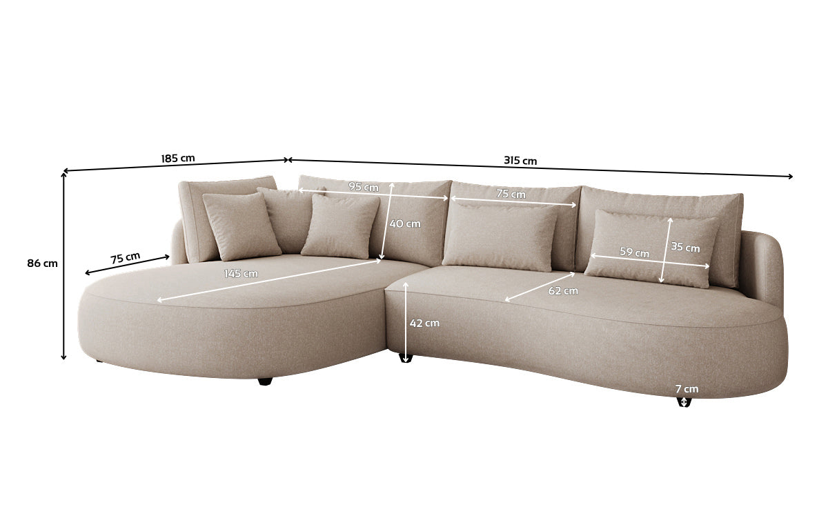 Designer hoekbank Ando Mini in structuurstof