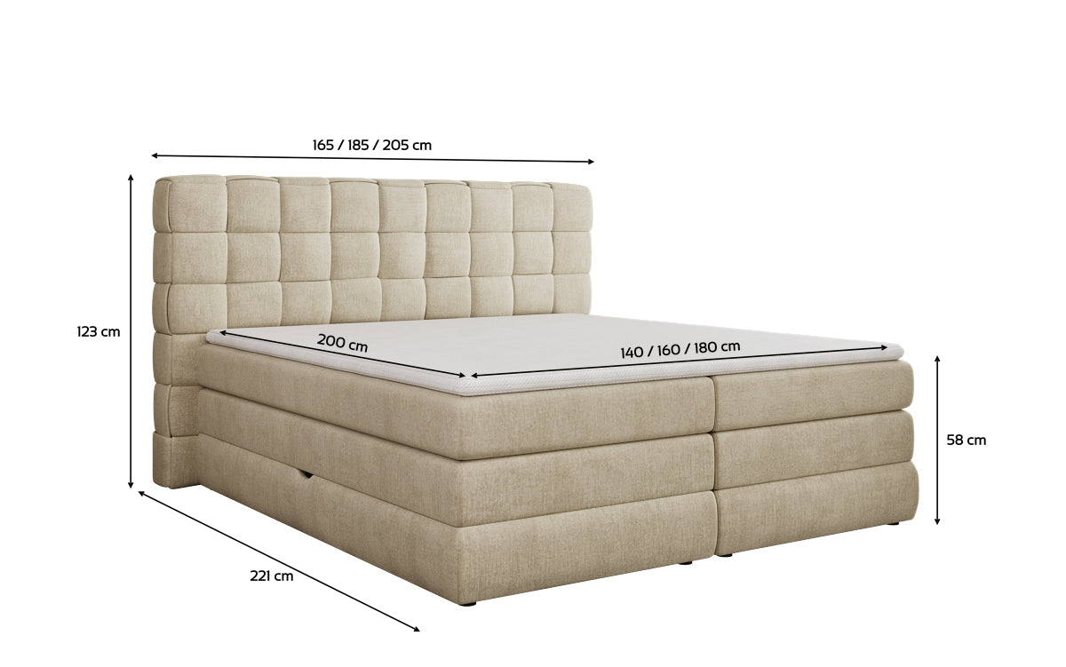 Boxspringbed Trama met opbergruimte in Fluweel