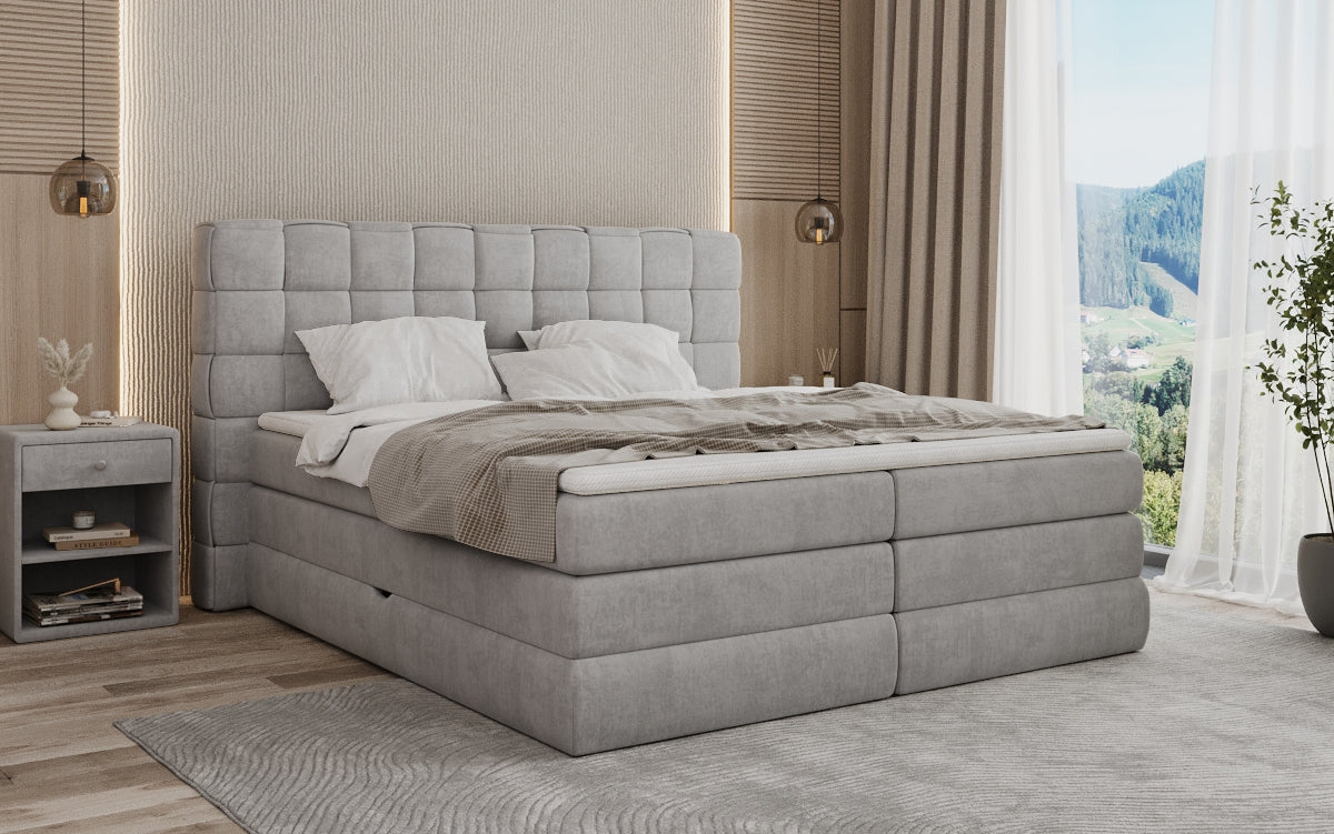 Boxspringbed Trama met opbergruimte in Fluweel