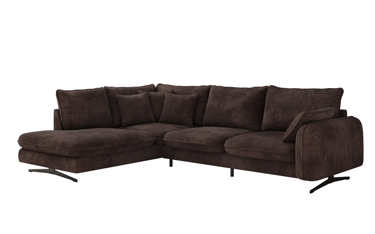 Designhoekbank Laguna met metalen poten in Ribstof