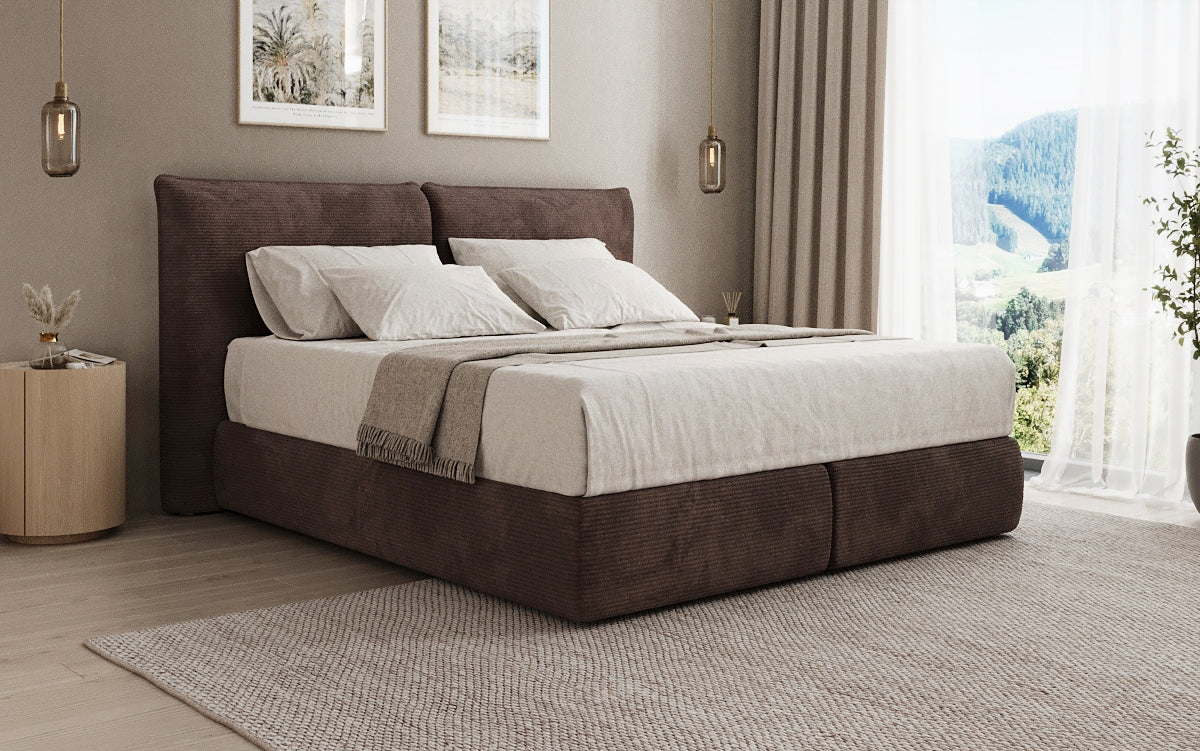 Boxspringbed Pillo in Ribstof