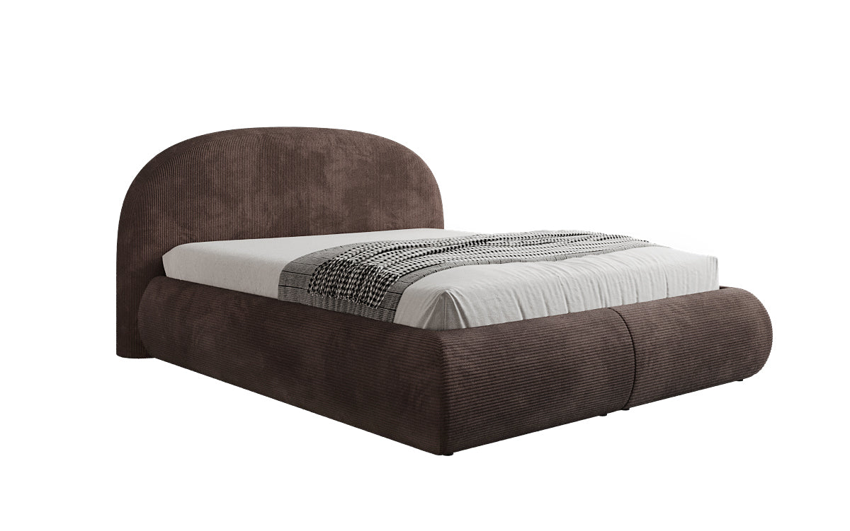 Design gestoffeerd bed Loop in Ribstof met opbergruimte