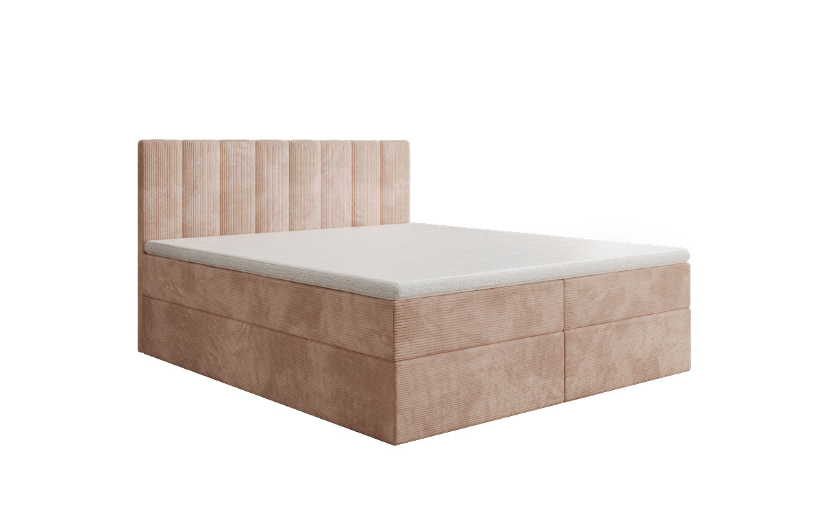Boxspringbed Sofia in Ribstof met opbergruimte