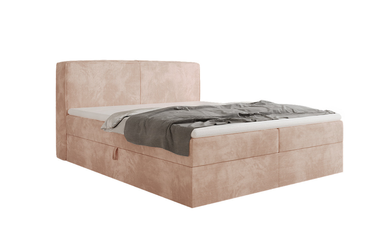 Boxspringbed Marea in Ribstof met opbergruimte