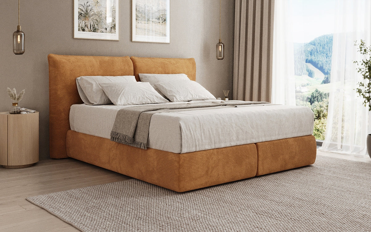 Boxspringbed Pillo in Ribstof