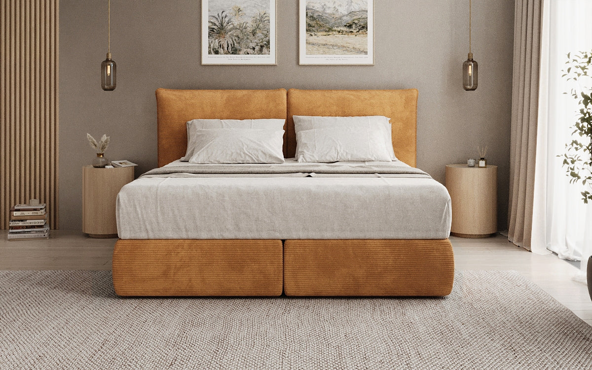 Boxspringbed Pillo in Ribstof