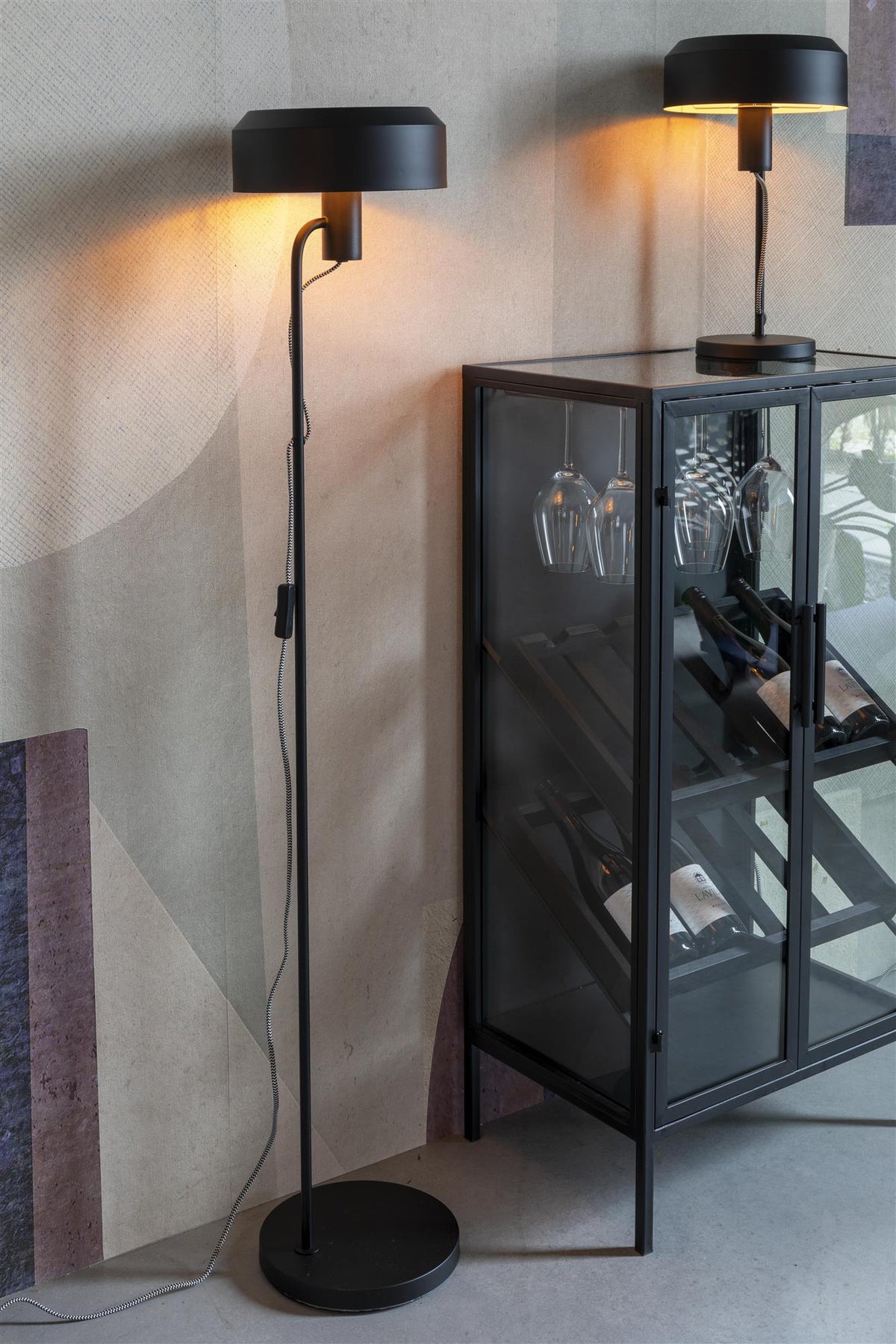 Vloerlamp Landon – van ijzer in Zwart