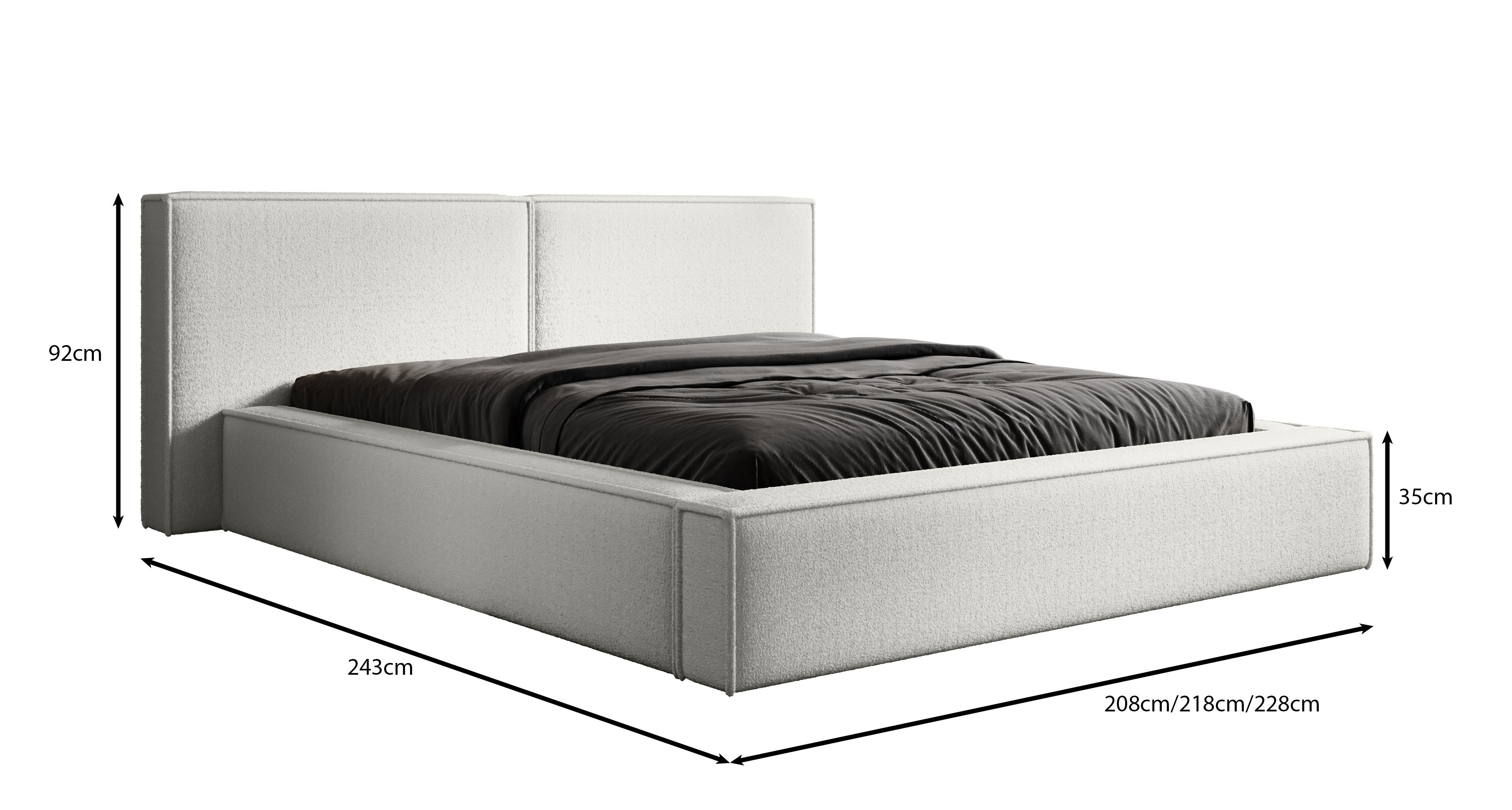 Designer gestoffeerd bed Ophelia met opbergruimte