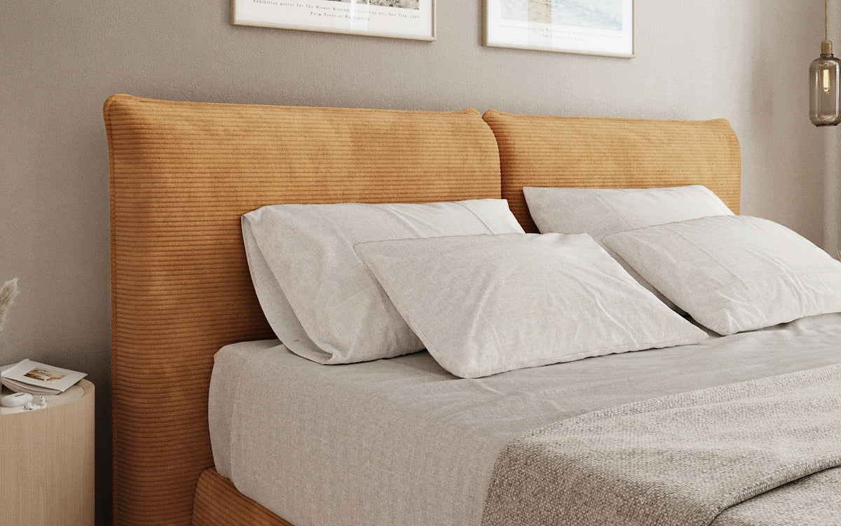 Boxspringbed Pillo in Ribstof