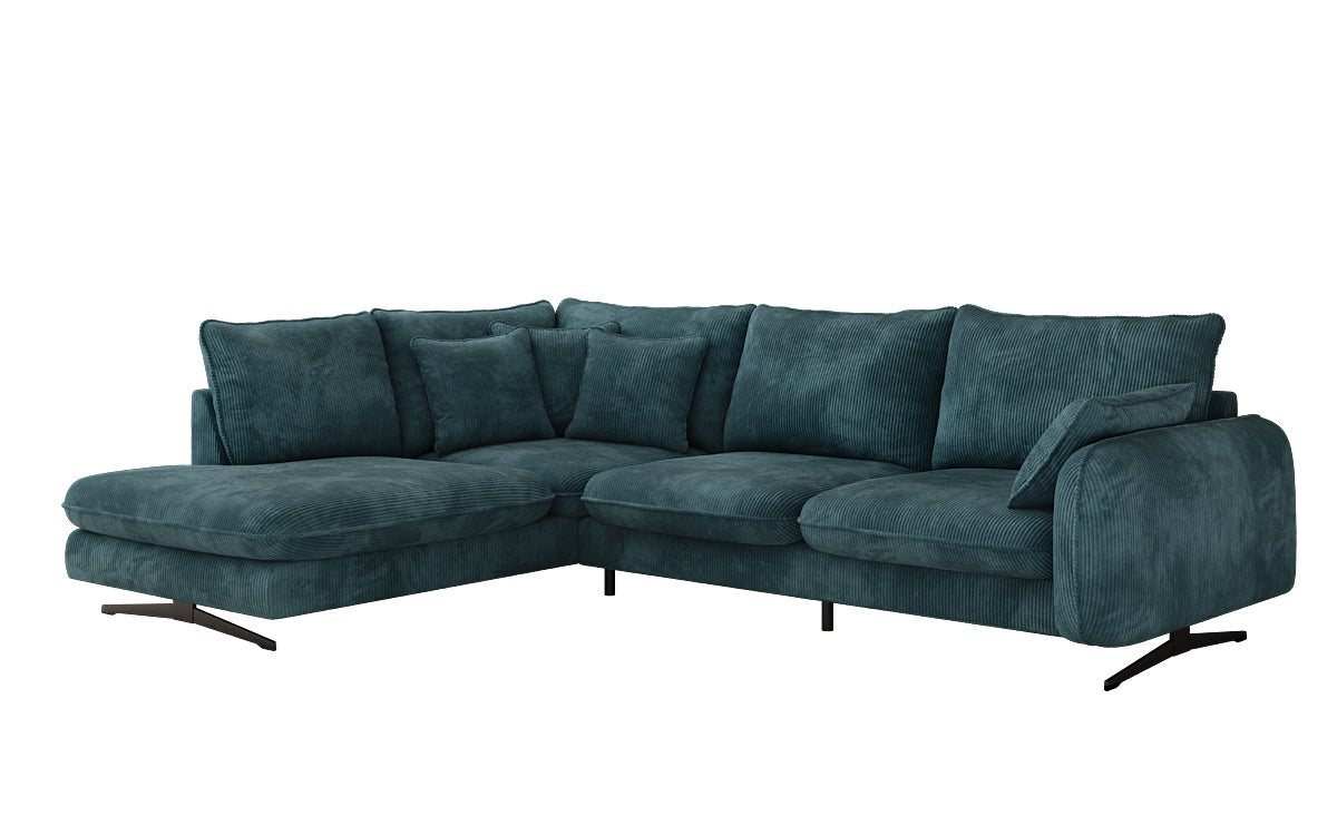 Designhoekbank Laguna met metalen poten in Ribstof
