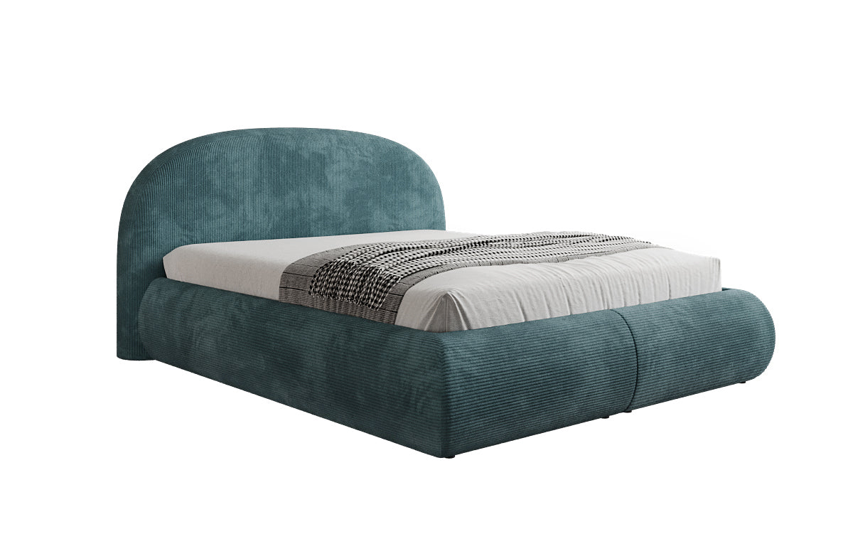 Design gestoffeerd bed Loop in Ribstof met opbergruimte