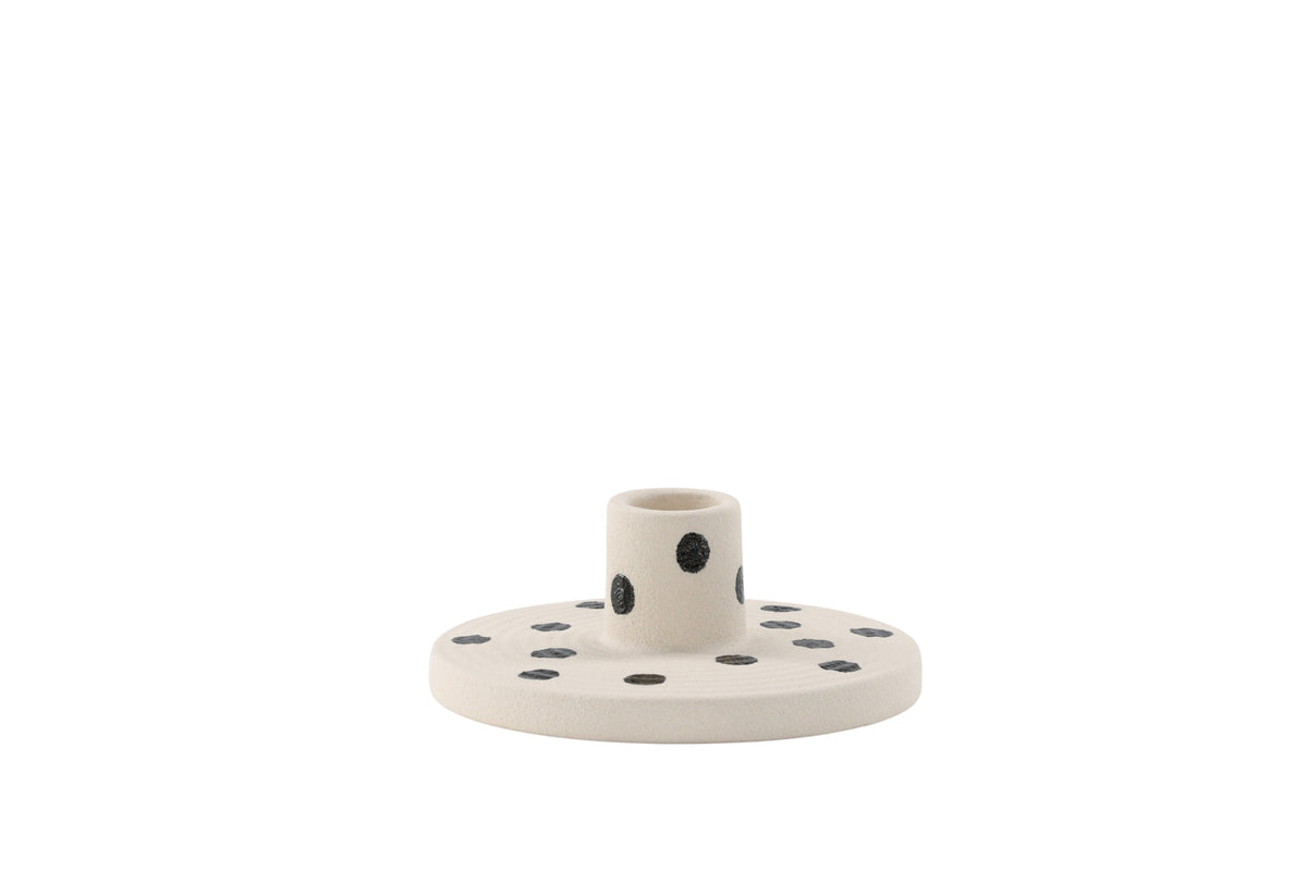 Kaarshouder Spotty - Ø12 cm van steengoed in Wit/Zwart
