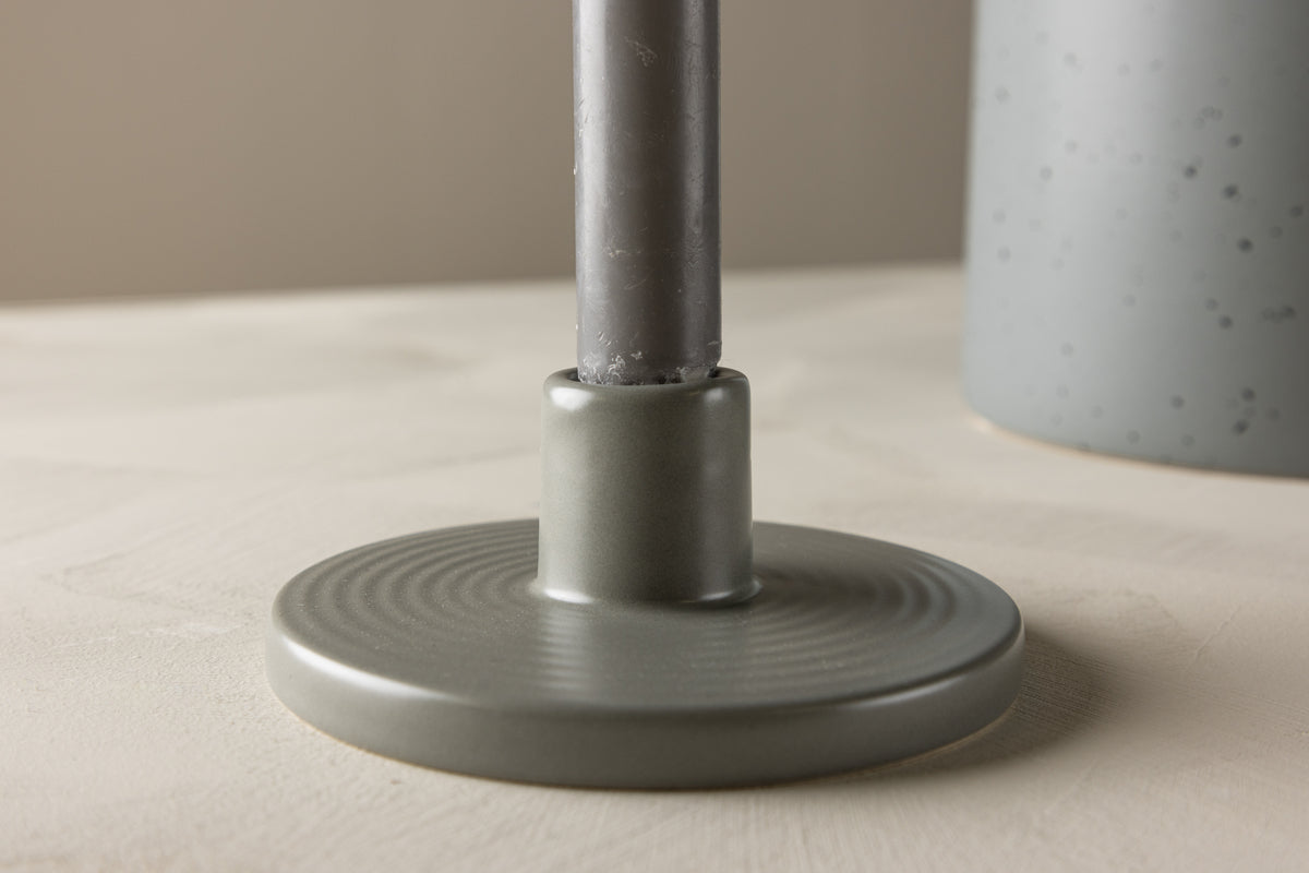 Kerzenhouder Bloom - Ø12 cm van steengoed in Grijs