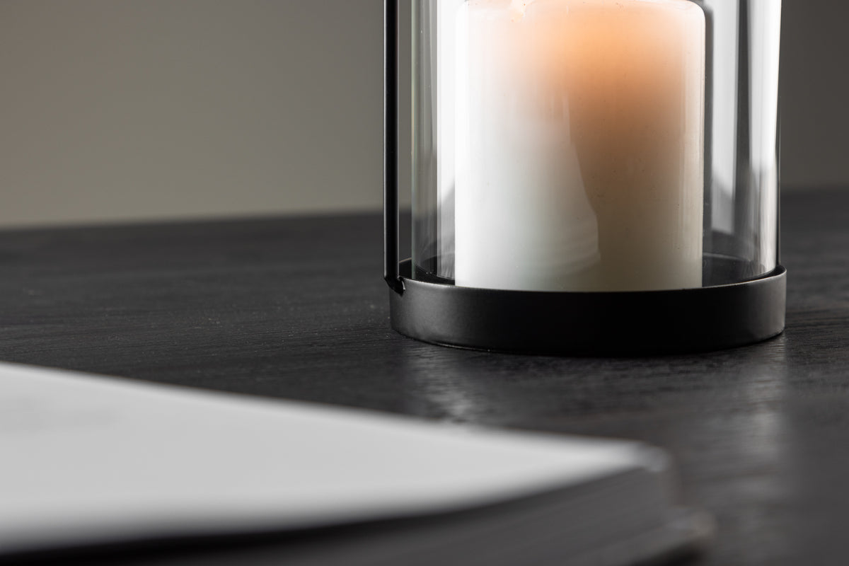 Laterne Martin - lantaarn van glas en zwart ijzer in twee verschillende maten