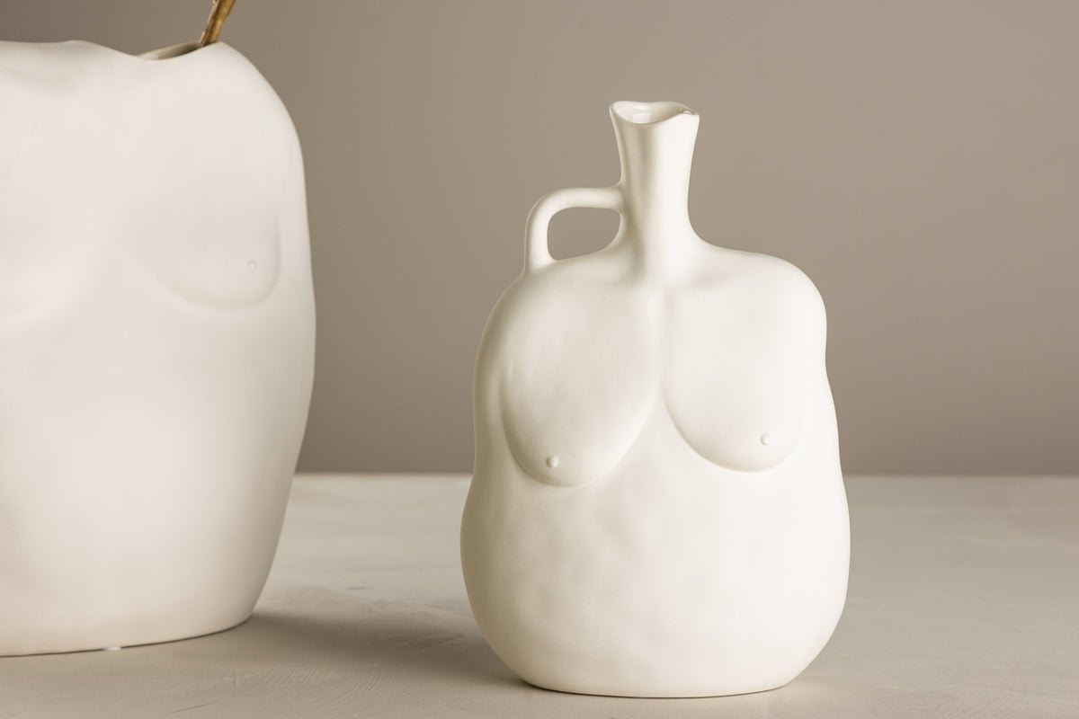 Vase Nerida 25 cm – Körperinspirierte Eleganz in Wit & Zwart